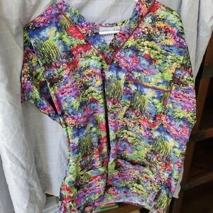 Colorful Floral Scrub Top